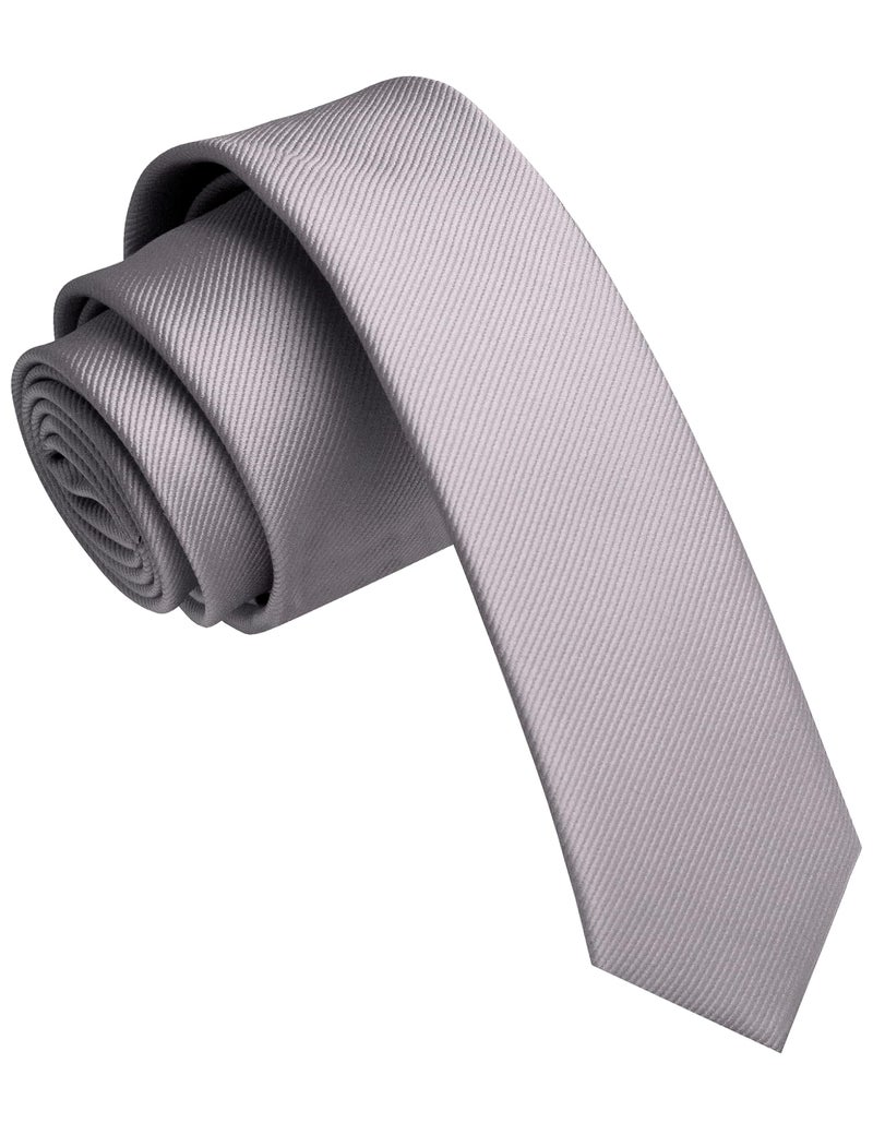 JEMYGINS 1.58" Grey Tie Silk Skinny Ties for Men Slim Necktie(4cm) - Image 1